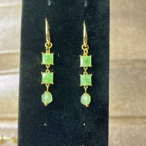 Green Aventurine Ice Green Crystal Gold Drop Earrings